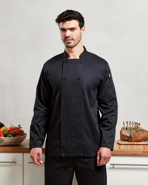 12 x Cooling Long Sleeve Chef Jackets by Premier in by Print Lab Deals — Custom branded clothing by Print Press, featuring premium embroidery produced in our specialist print lab in the UK.