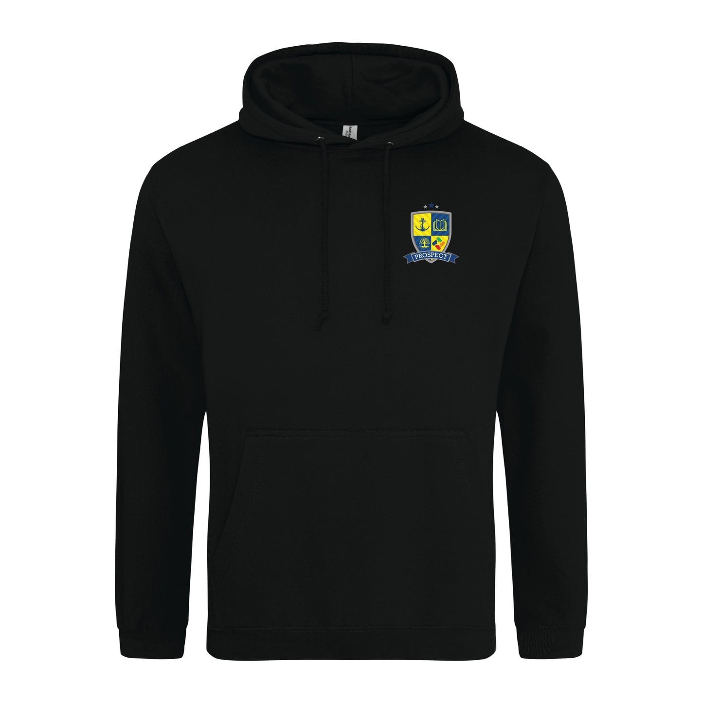 Hoodie (£20.11 inc VAT) - Prospect School in Black by printlab.clothing — Custom branded clothing by Print Press, featuring premium embroidery produced in our specialist print lab in the UK.