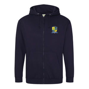 Zipped Hoodie (£23.87 inc VAT) - Prospect School in Navy by printlab.clothing — Custom branded clothing by Print Press, featuring premium embroidery produced in our specialist print lab in the UK.
