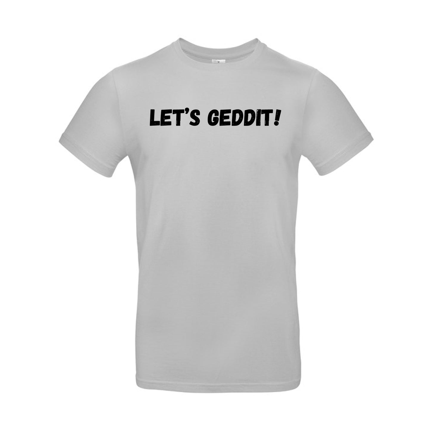 IBH T-Shirt - Black Print (£26.40 inc VAT) in LET'S GEDDIT! Pacific Grey by printlab.clothing — Custom branded clothing by Print Press, featuring premium embroidery produced in our specialist print lab in the UK.