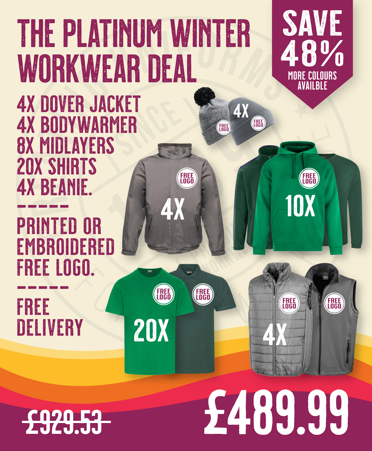 The Platinum Winter Workwear Deal in by Print Lab Deals — Custom branded clothing by Print Press, featuring premium embroidery produced in our specialist print lab in the UK.