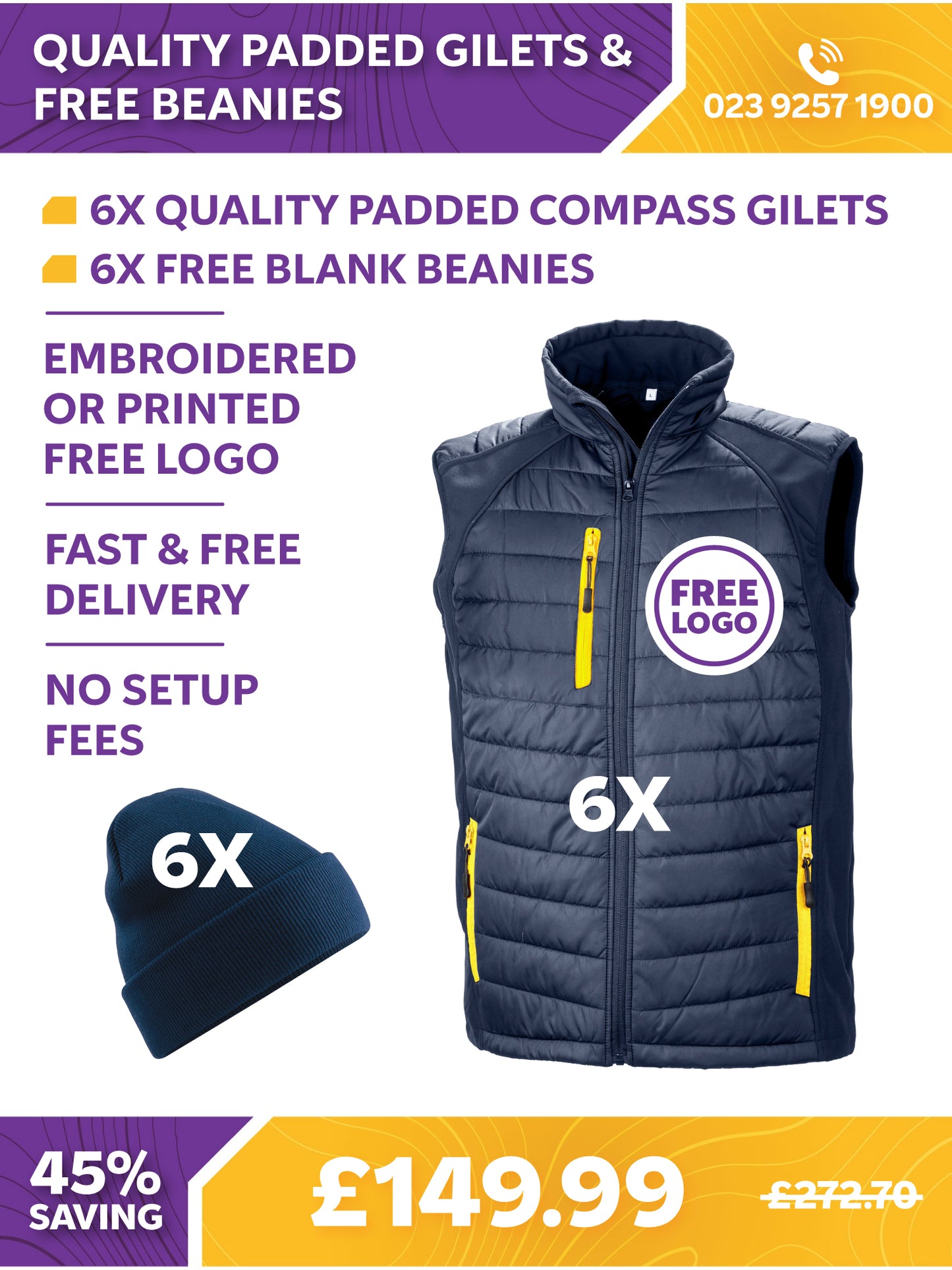 Quality Padded Gilets & Free Beanies