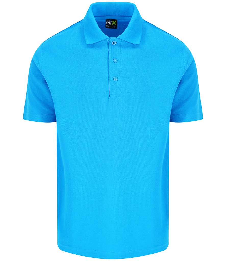 200 x Pro RTX Work Polos in Turquoise Blue by Print Lab Deals — Custom branded clothing by Print Press, featuring premium embroidery produced in our specialist print lab in the UK.
