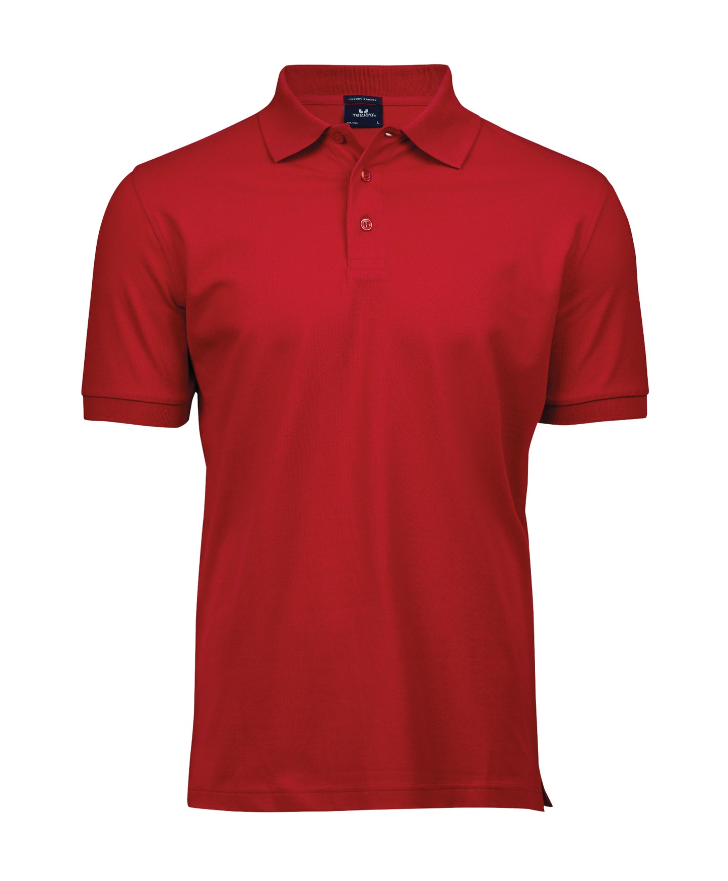 10 x Luxury Stretch Polos by Tee Jays in Red by Print Lab Deals — Custom branded clothing by Print Press, featuring premium embroidery produced in our specialist print lab in the UK.