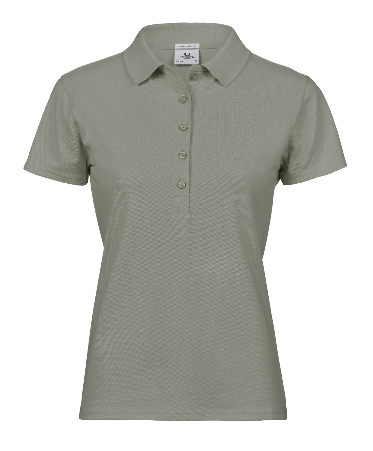 10 x Ladies Luxury Stretch Polos by Tee Jays in Sage by Print Lab Deals — Custom branded clothing by Print Press, featuring premium embroidery produced in our specialist print lab in the UK.