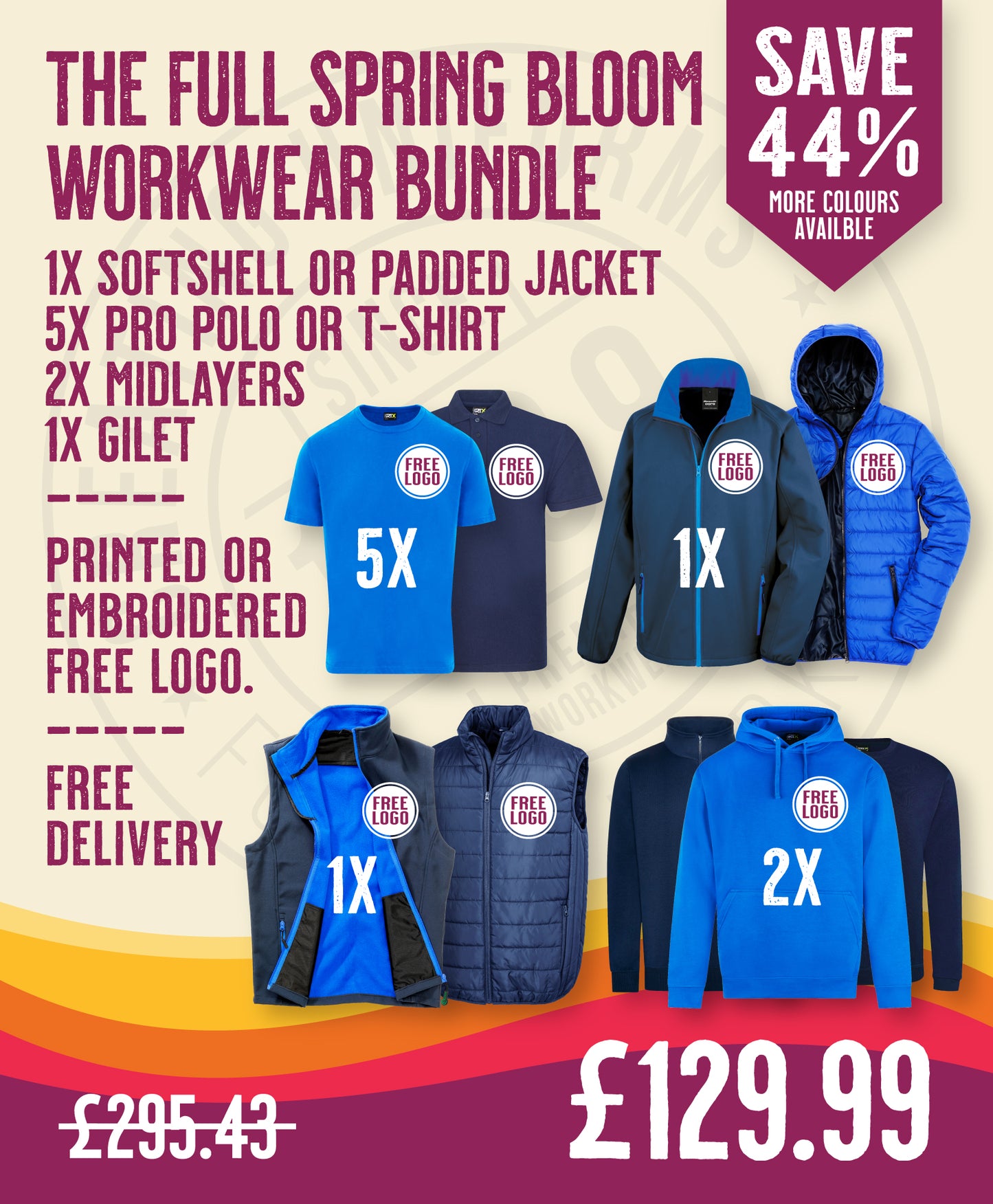 The Full Spring Bloom Workwear Bundle in by Print Lab Deals — Custom branded clothing by Print Press, featuring premium embroidery produced in our specialist print lab in the UK.