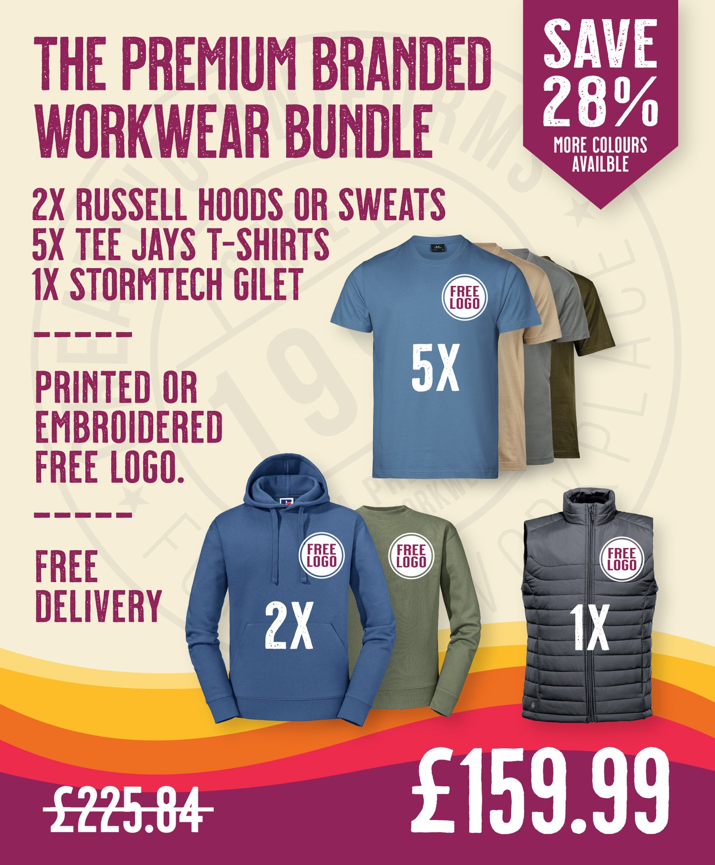 The Premium Branded Workwear Bundle in by Print Lab Deals — Custom branded clothing by Print Press, featuring premium embroidery produced in our specialist print lab in the UK.