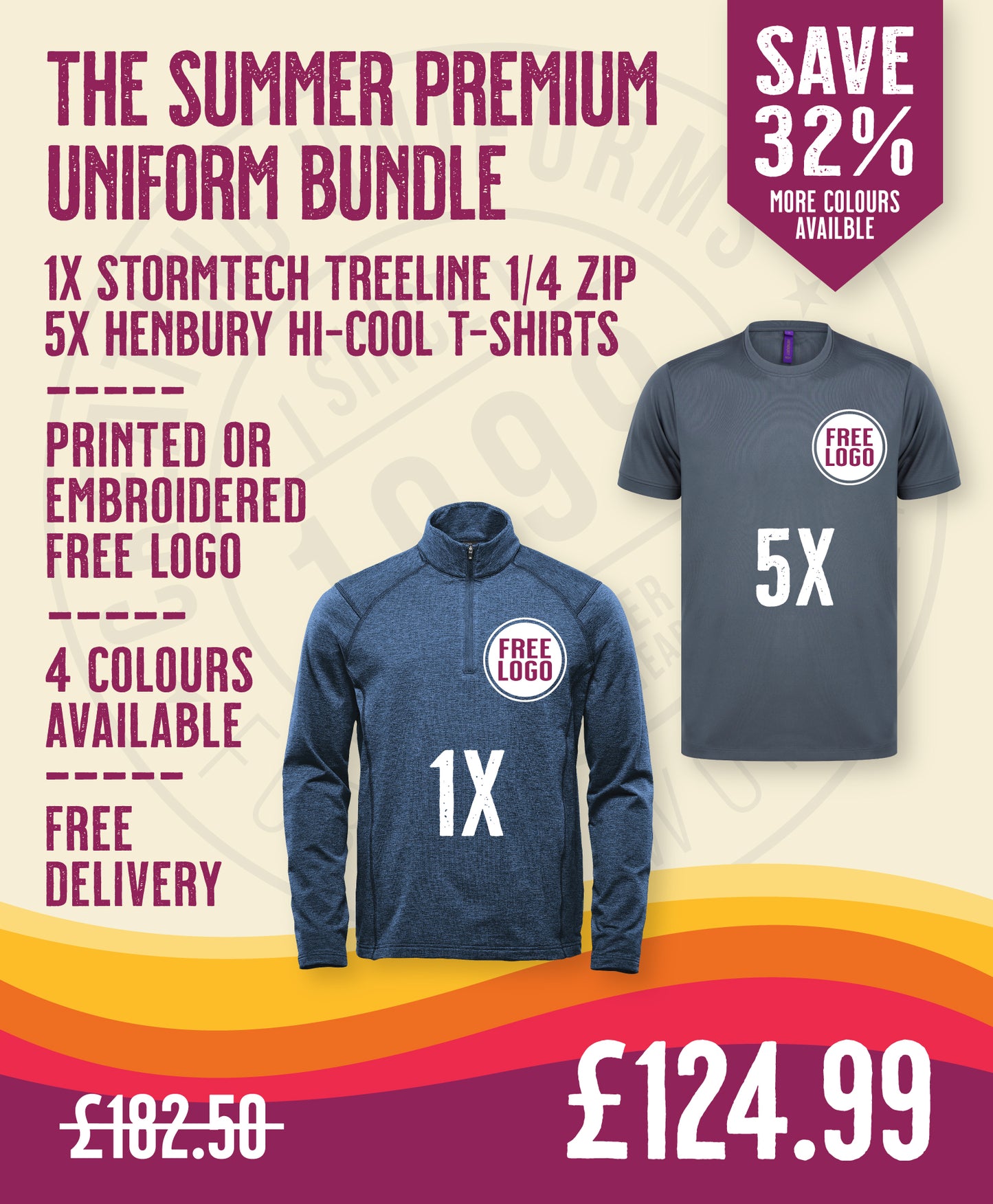 The Summer Premium Uniform Bundle in by Print Lab Deals — Custom branded clothing by Print Press, featuring premium embroidery produced in our specialist print lab in the UK.