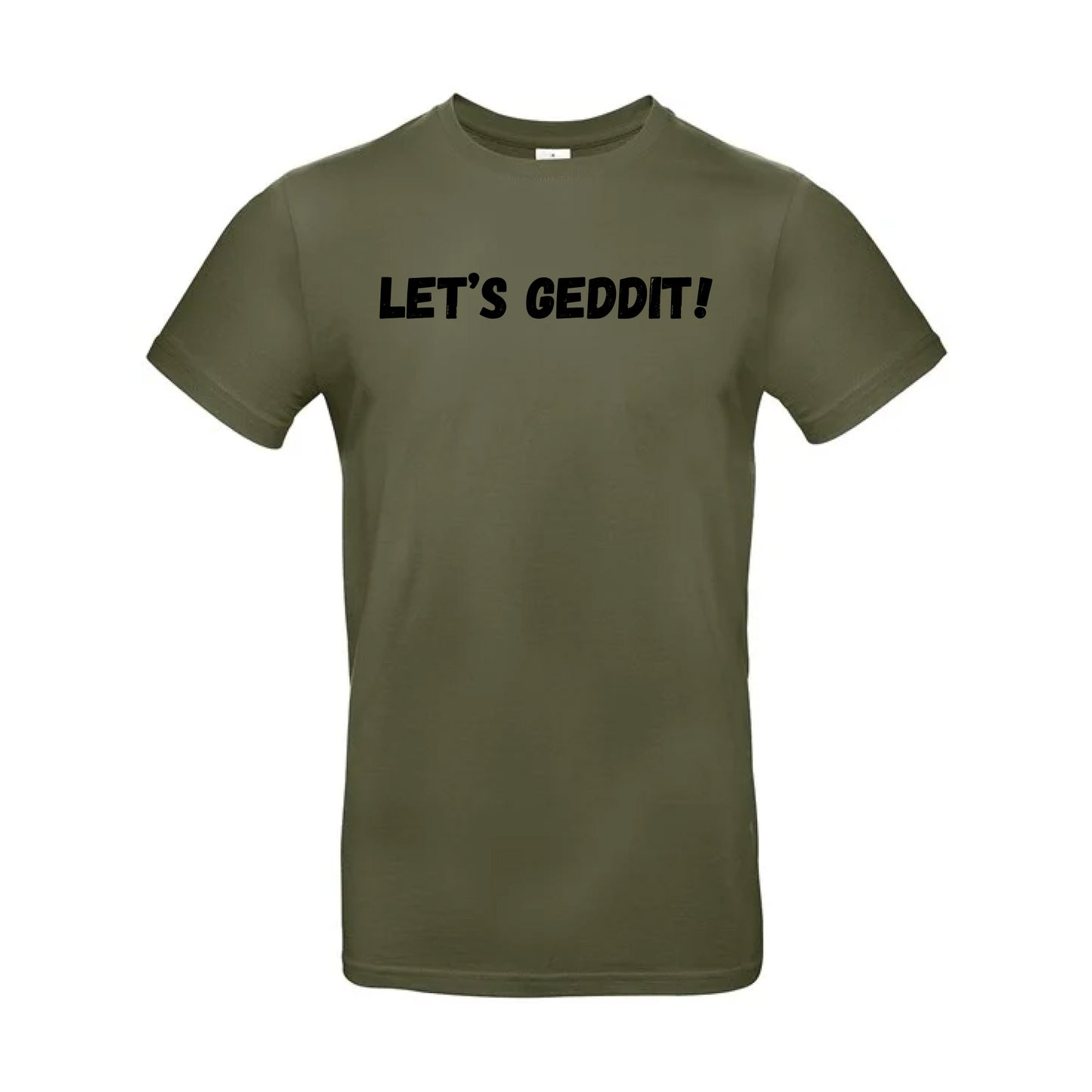 IBH T-Shirt - Black Print (£26.40 inc VAT) in LET'S GEDDIT! Urban Khaki by printlab.clothing — Custom branded clothing by Print Press, featuring premium embroidery produced in our specialist print lab in the UK.