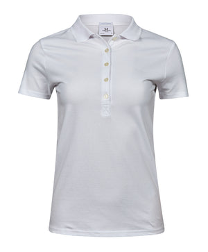 10 x Ladies Luxury Stretch Polos by Tee Jays in White by Print Lab Deals — Custom branded clothing by Print Press, featuring premium embroidery produced in our specialist print lab in the UK.