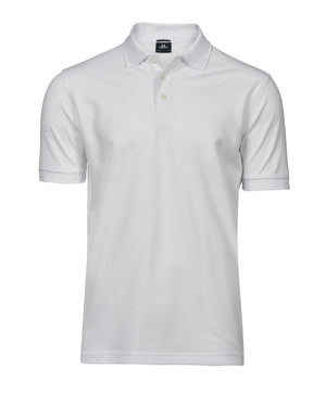 10 x Luxury Stretch Polos by Tee Jays in White by Print Lab Deals — Custom branded clothing by Print Press, featuring premium embroidery produced in our specialist print lab in the UK.