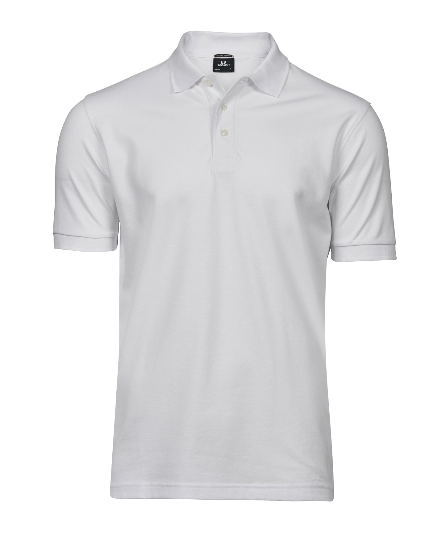 10 x Luxury Stretch Polos by Tee Jays in White by Print Lab Deals — Custom branded clothing by Print Press, featuring premium embroidery produced in our specialist print lab in the UK.