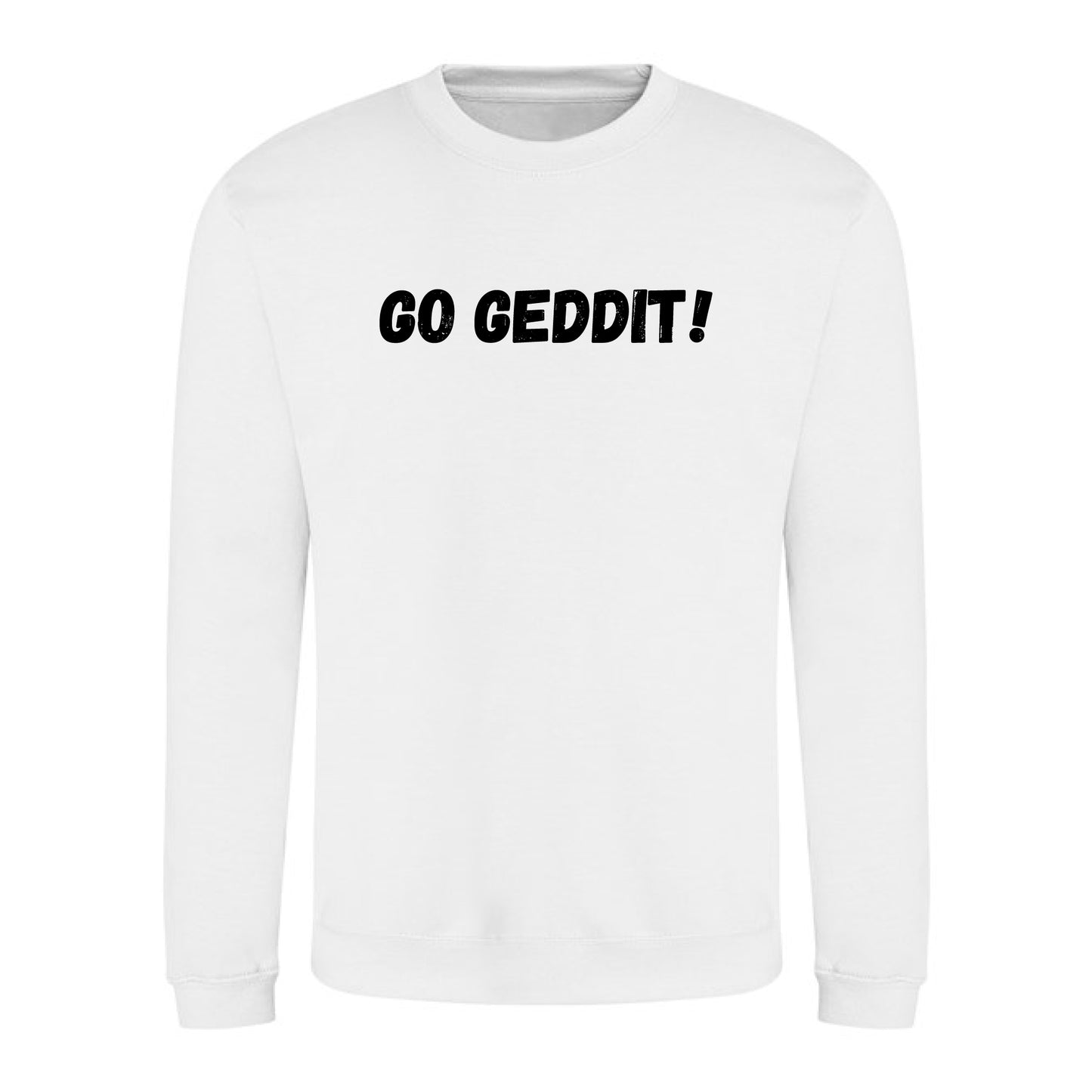 IBH Sweatshirt - Black Print (£41.40 inc VAT) in GO GEDDIT! Arctic White by printlab.clothing — Custom branded clothing by Print Press, featuring premium embroidery produced in our specialist print lab in the UK.