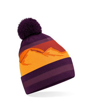 6 x Mountain Peaks Pom Pom Beanie in Desert Peaks by Print Lab Deals — Custom branded clothing by Print Press, featuring premium embroidery produced in our specialist print lab in the UK.