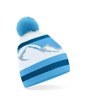 12 x Mountain Peaks Pom Pom Beanie in Glacier Peaks by Print Lab Deals — Custom branded clothing by Print Press, featuring premium embroidery produced in our specialist print lab in the UK.