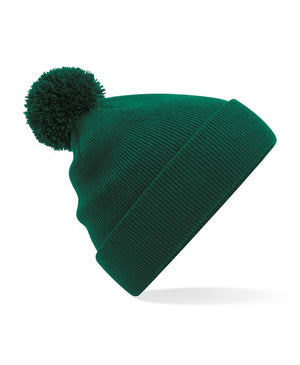 6 x Pom Pom Beanies by Beechfield in Bottle Green by Print Lab Deals — Custom branded clothing by Print Press, featuring premium embroidery produced in our specialist print lab in the UK.