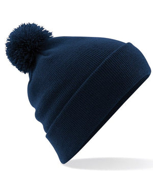 24 x Pom Pom Beanies by Beechfield in French Navy by Print Lab Deals — Custom branded clothing by Print Press, featuring premium embroidery produced in our specialist print lab in the UK.