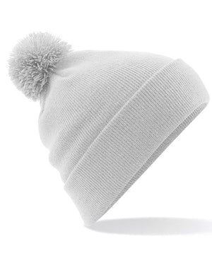 24 x Pom Pom Beanies by Beechfield in Light Grey by Print Lab Deals — Custom branded clothing by Print Press, featuring premium embroidery produced in our specialist print lab in the UK.