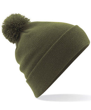12 x Pom Pom Beanies by Beechfield in Moss Green by Print Lab Deals — Custom branded clothing by Print Press, featuring premium embroidery produced in our specialist print lab in the UK.