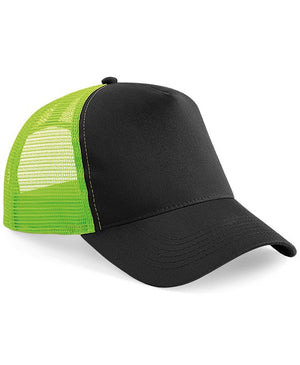 12 x Trucker Cap by Beechfield in Black Lime Green by Print Lab Deals — Custom branded clothing by Print Press, featuring premium embroidery produced in our specialist print lab in the UK.