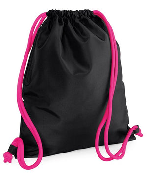 10 x Icon Gymsac by Bagbase in Black Fuchsia by Print Lab Deals — Custom branded clothing by Print Press, featuring premium embroidery produced in our specialist print lab in the UK.
