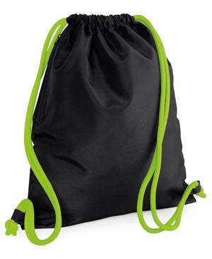 10 x Icon Gymsac by Bagbase in Black Lime Green by Print Lab Deals — Custom branded clothing by Print Press, featuring premium embroidery produced in our specialist print lab in the UK.