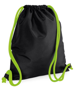 40 x Icon Gymsac by Bagbase in Black Lime Green by Print Lab Deals — Custom branded clothing by Print Press, featuring premium embroidery produced in our specialist print lab in the UK.