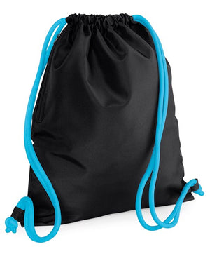 10 x Icon Gymsac by Bagbase in Black Surf Blue by Print Lab Deals — Custom branded clothing by Print Press, featuring premium embroidery produced in our specialist print lab in the UK.