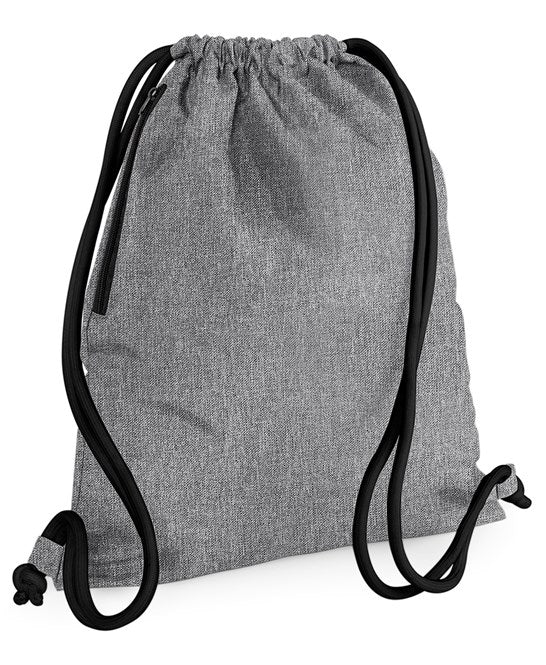 40 x Icon Gymsac by Bagbase in Grey Marl Black by Print Lab Deals — Custom branded clothing by Print Press, featuring premium embroidery produced in our specialist print lab in the UK.