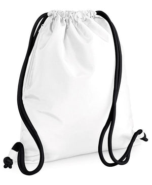 10 x Icon Gymsac by Bagbase in White Black by Print Lab Deals — Custom branded clothing by Print Press, featuring premium embroidery produced in our specialist print lab in the UK.