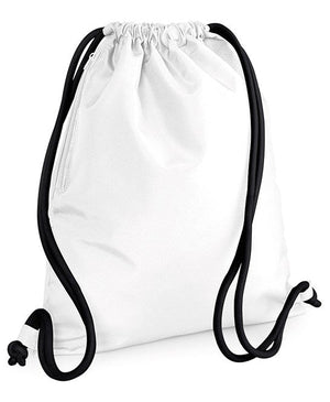 20 x Icon Gymsac by Bagbase in White Black by Print Lab Deals — Custom branded clothing by Print Press, featuring premium embroidery produced in our specialist print lab in the UK.