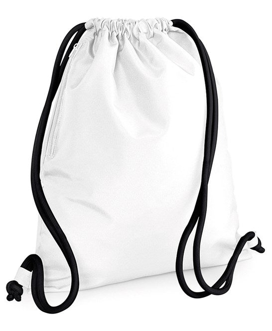 20 x Icon Gymsac by Bagbase in White Black by Print Lab Deals — Custom branded clothing by Print Press, featuring premium embroidery produced in our specialist print lab in the UK.