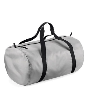 10 x Gym Barrel Bag by Bagbase in Silver Black by Print Lab Deals — Custom branded clothing by Print Press, featuring premium embroidery produced in our specialist print lab in the UK.