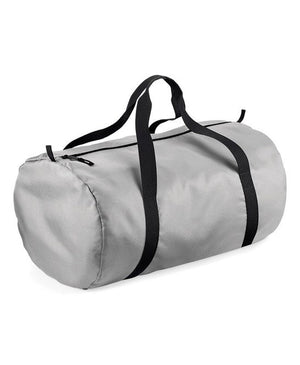 40 x Gym Barrel Bag by Bagbase in Silver Black by Print Lab Deals — Custom branded clothing by Print Press, featuring premium embroidery produced in our specialist print lab in the UK.