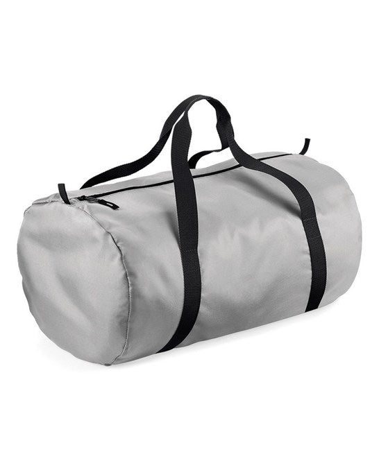 40 x Gym Barrel Bag by Bagbase in Silver Black by Print Lab Deals — Custom branded clothing by Print Press, featuring premium embroidery produced in our specialist print lab in the UK.