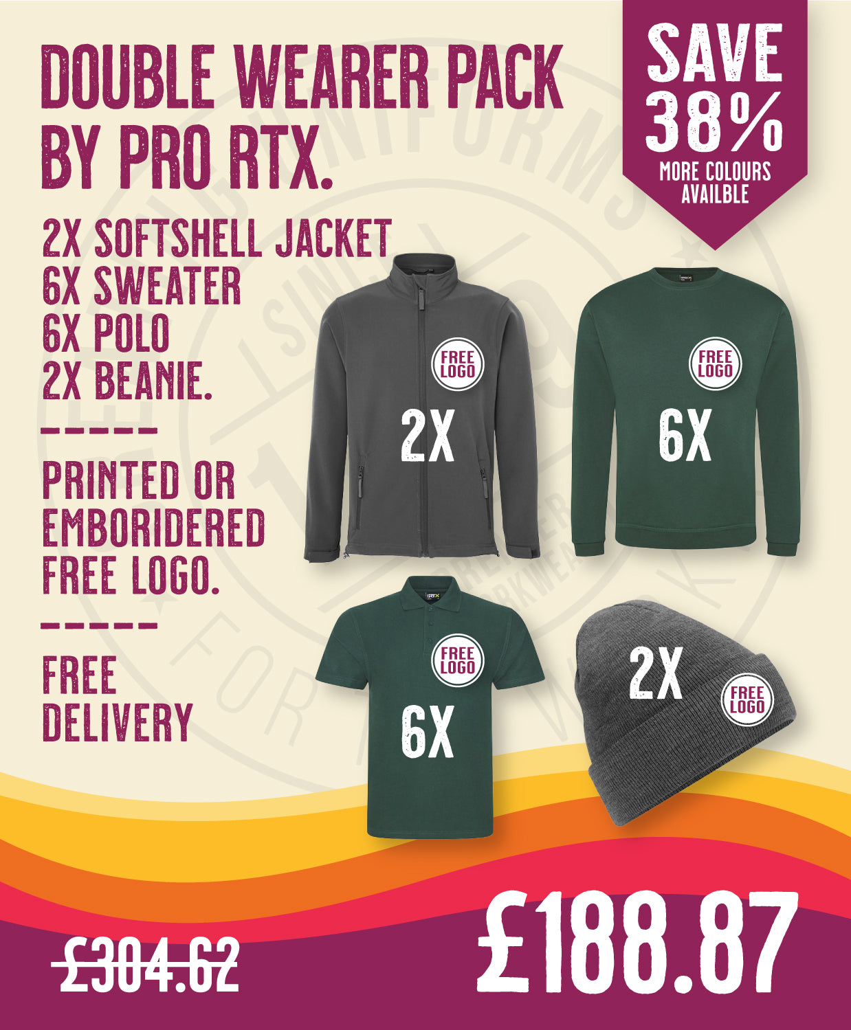 Double Wearer Pack by Pro RTX in by Print Lab Deals — Custom branded clothing by Print Press, featuring premium embroidery produced in our specialist print lab in the UK.