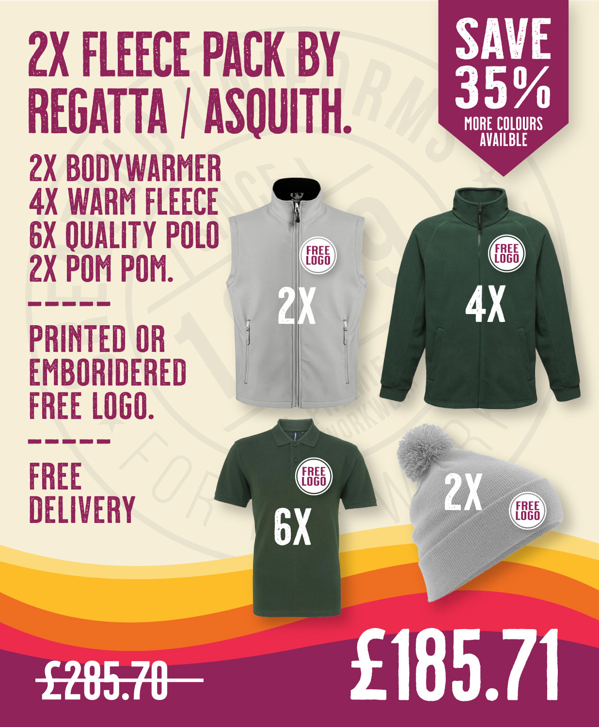 2x Fleece Pack by Regatta / Asquith & Fox in by Print Lab Deals — Custom branded clothing by Print Press, featuring premium embroidery produced in our specialist print lab in the UK.