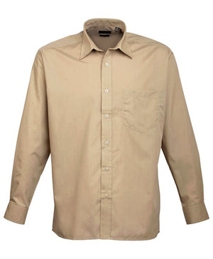 12 x Classic Poplin Shirt By Premier in Khaki by Print Lab Deals — Custom branded clothing by Print Press, featuring premium embroidery produced in our specialist print lab in the UK.