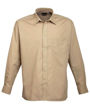 24 x Classic Poplin Shirt By Premier in Khaki by Print Lab Deals — Custom branded clothing by Print Press, featuring premium embroidery produced in our specialist print lab in the UK.