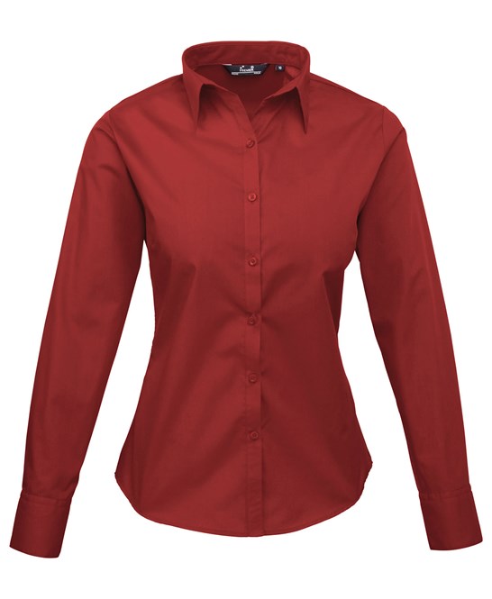 12 x Classic Blouse By Premier in Burgundy by Print Lab Deals — Custom branded clothing by Print Press, featuring premium embroidery produced in our specialist print lab in the UK.