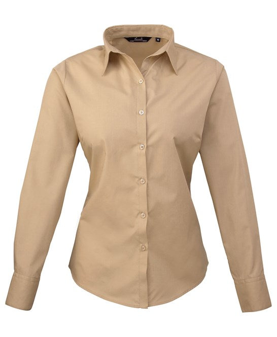24 x Classic Blouse By Premier in Khaki by Print Lab Deals — Custom branded clothing by Print Press, featuring premium embroidery produced in our specialist print lab in the UK.