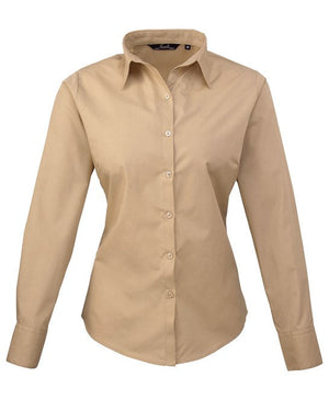 12 x Classic Blouse By Premier in Khaki by Print Lab Deals — Custom branded clothing by Print Press, featuring premium embroidery produced in our specialist print lab in the UK.