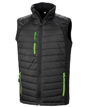 4 x Padded Softshell Bodywarmers in Black Lime by Print Lab Deals — Custom branded clothing by Print Press, featuring premium embroidery produced in our specialist print lab in the UK.