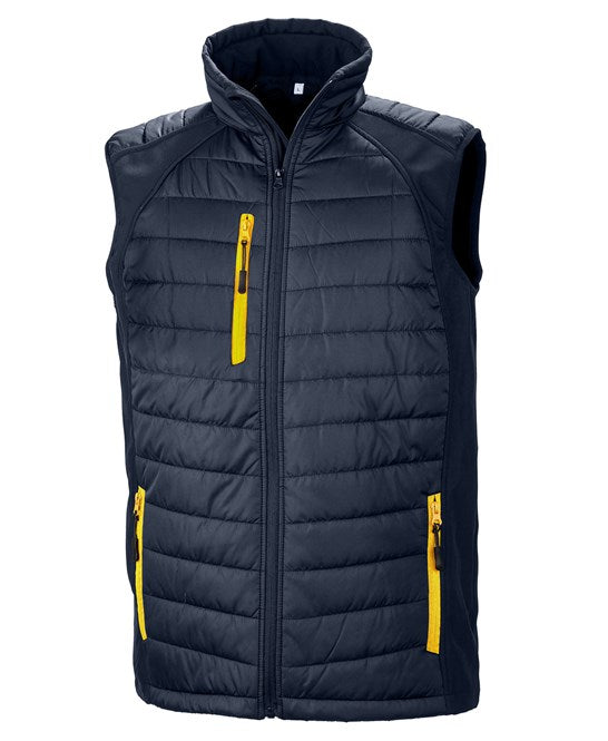 16 x Padded Softshell Bodywarmers in Navy Yellow* by Print Lab Deals — Custom branded clothing by Print Press, featuring premium embroidery produced in our specialist print lab in the UK.