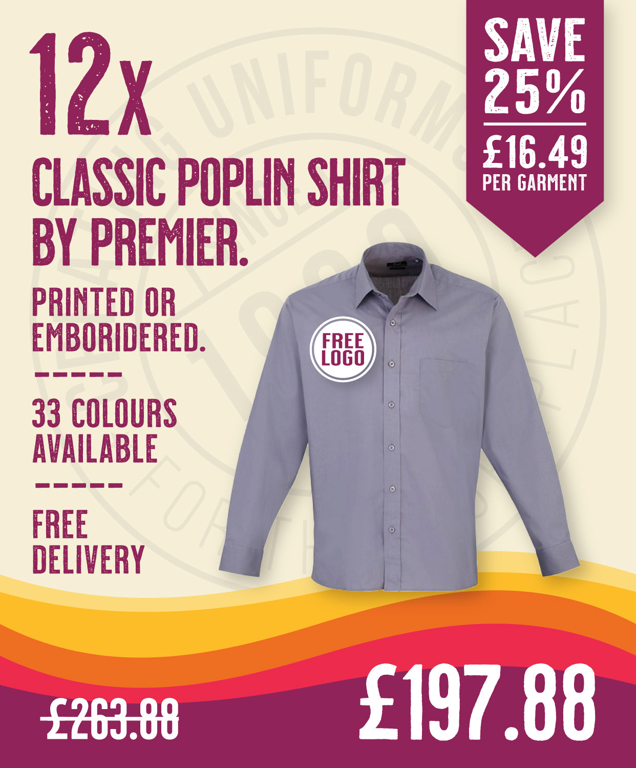 12 x Classic Poplin Shirt By Premier in by Print Lab Deals — Custom branded clothing by Print Press, featuring premium embroidery produced in our specialist print lab in the UK.