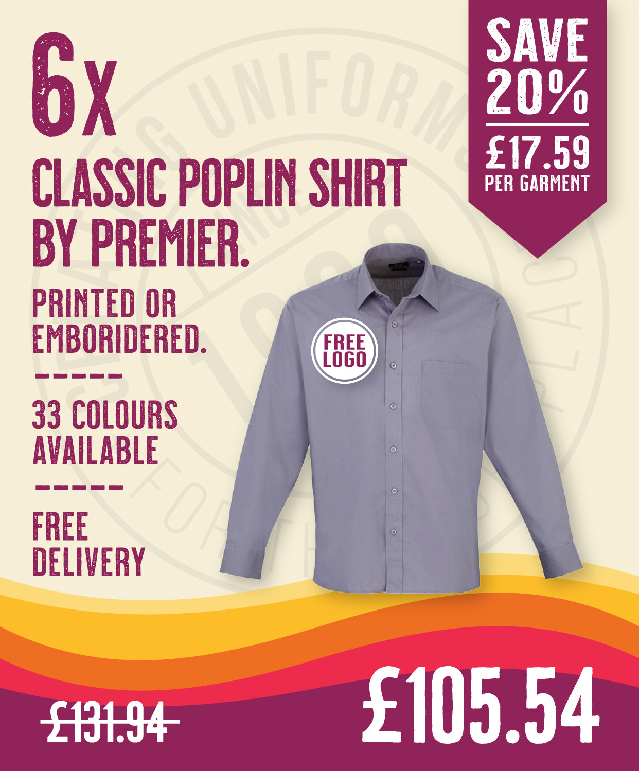 6 x Classic Poplin Shirt By Premier in Steel by Print Lab Deals — Custom branded clothing by Print Press, featuring premium embroidery produced in our specialist print lab in the UK.