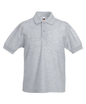 150 x Children's Polos by Fruit of the Loom in Heather Grey by Print Lab Deals — Custom branded clothing by Print Press, featuring premium embroidery produced in our specialist print lab in the UK.