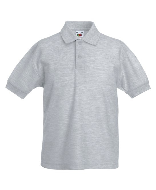 150 x Children's Polos by Fruit of the Loom in Heather Grey by Print Lab Deals — Custom branded clothing by Print Press, featuring premium embroidery produced in our specialist print lab in the UK.