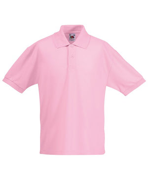 10 x Children's Polos by Fruit of the Loom in Light Pink by Print Lab Deals — Custom branded clothing by Print Press, featuring premium embroidery produced in our specialist print lab in the UK.