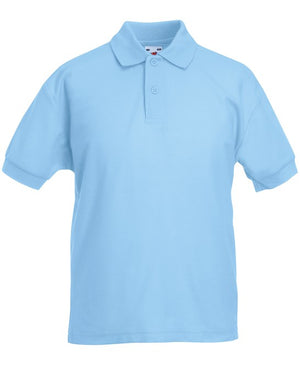 10 x Children's Polos by Fruit of the Loom in Sky Blue by Print Lab Deals — Custom branded clothing by Print Press, featuring premium embroidery produced in our specialist print lab in the UK.
